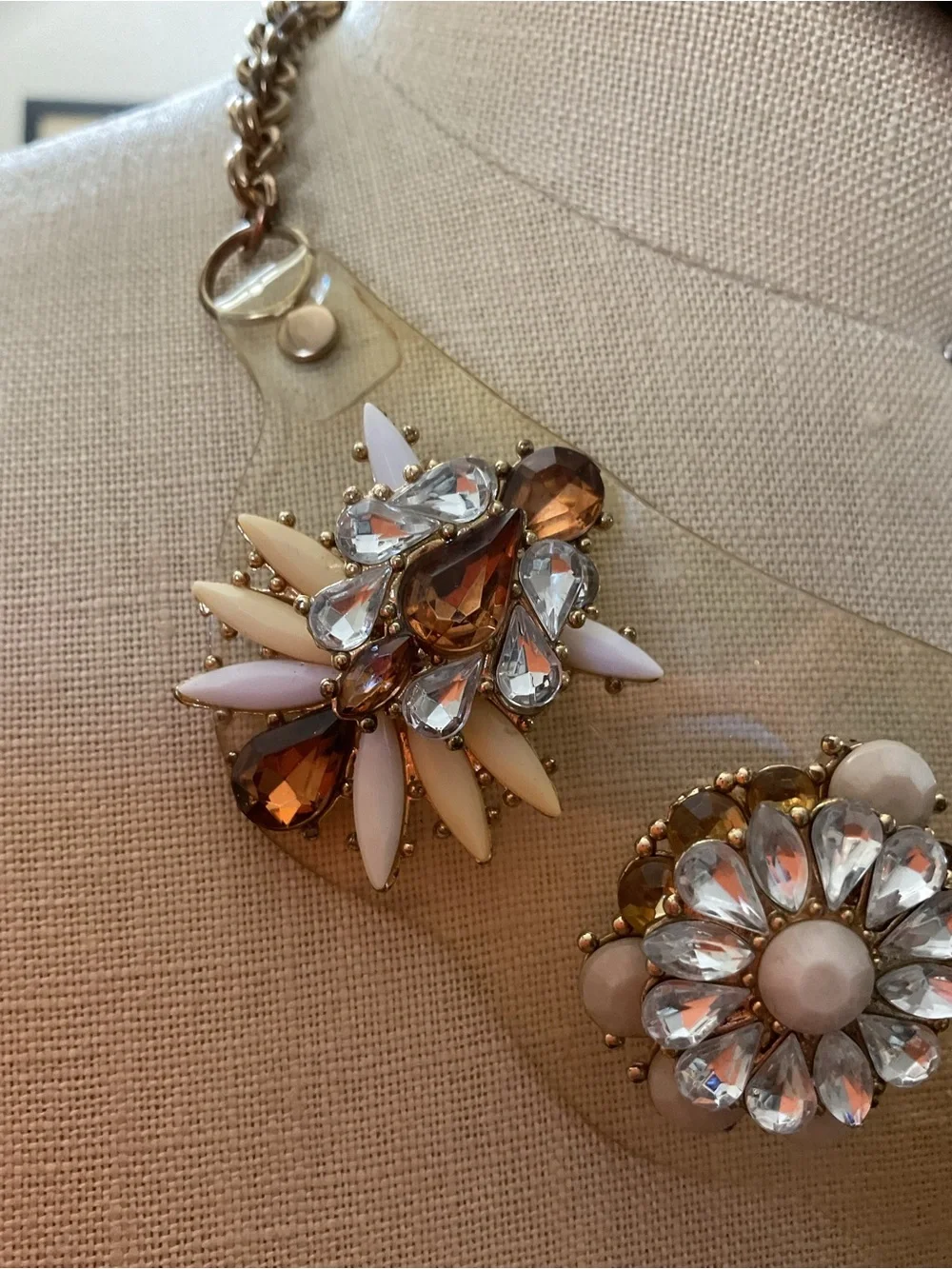 💜💜💜Statement Floral Bib Necklace in Blush and Gold
